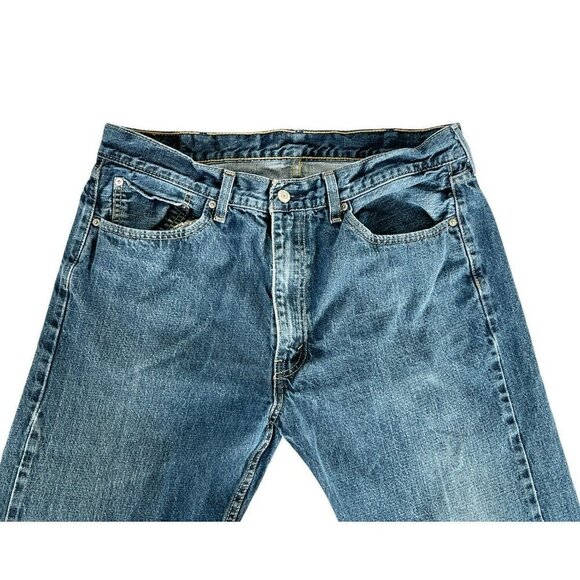 Levi's 505 Mens Size 38 x 32 (Act. 36 x 30) Classic Wash Straight Leg Jeans - Picture 4 of 9